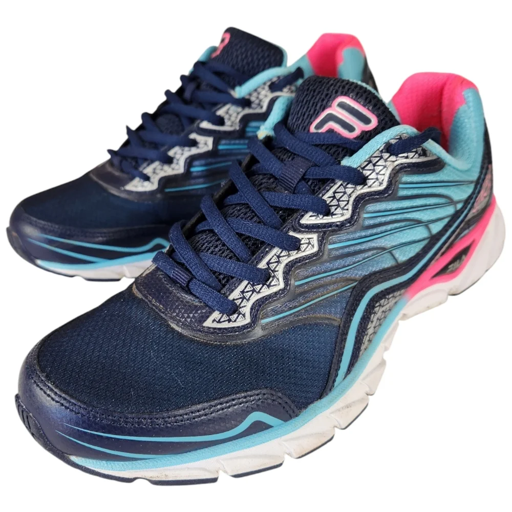 Fila Countdown Running Shoes Memory Foam Blue Pink Teal size 10